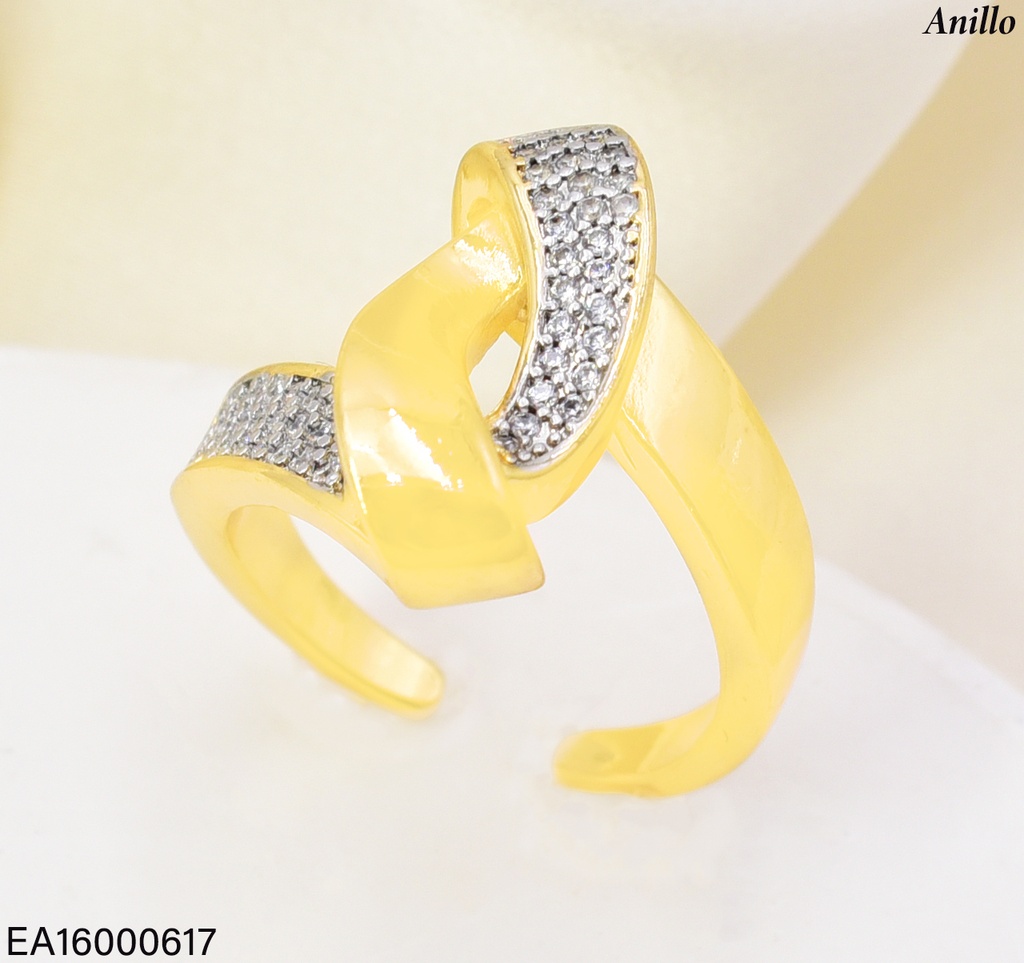 ANILLO DOR  ENTRELAZADO ZIRC. RE346-423 012026