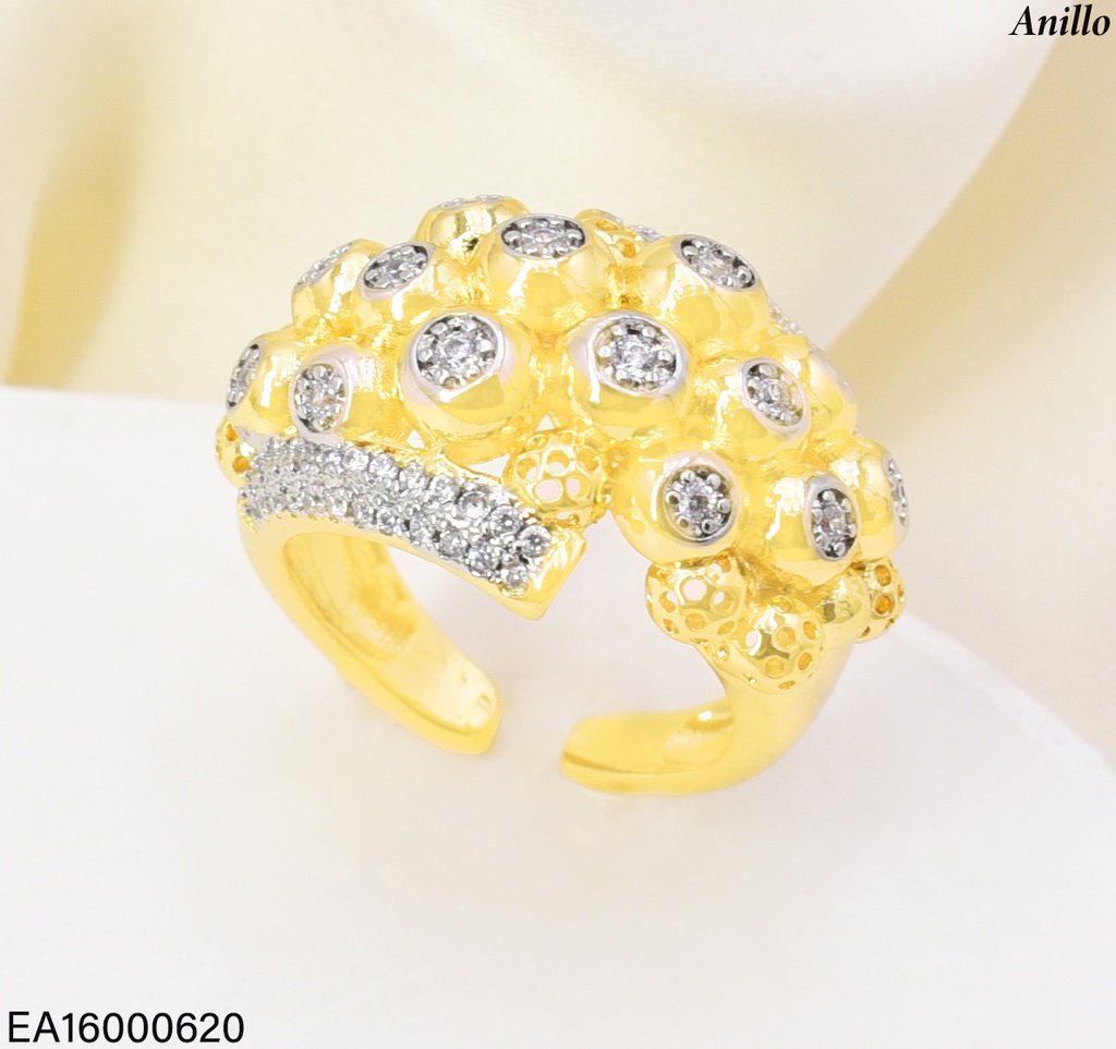 ANILLO DOR  ESFERAS/FLOR ZIRC. RE349-423 012026