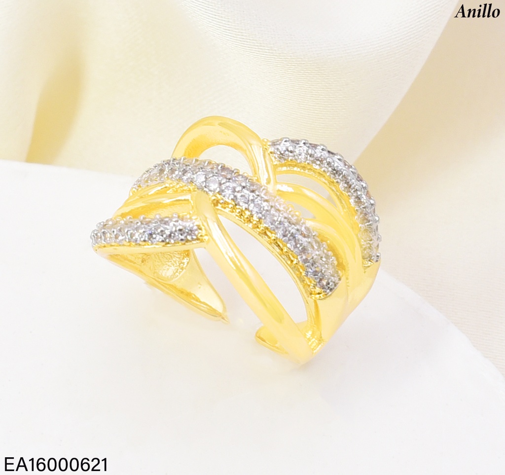 ANILLO DOR  ENTRELAZADO ZIRC. RE350-423 012026