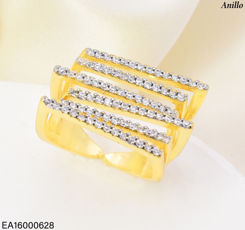 ANILLO DOR  RECT. 6 LINEAS ZIRC. RE357-423 012026