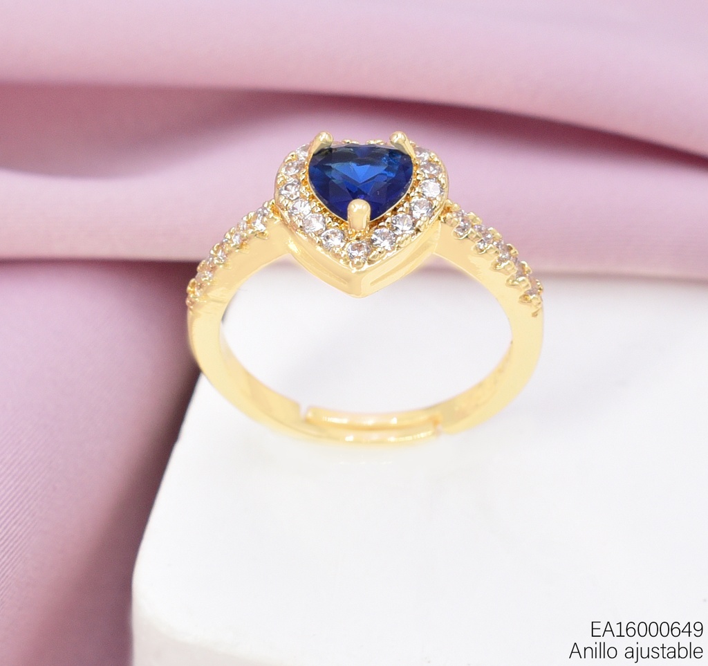 ANILLO CORAZON ZIRC. AZUL RE464-318 012026