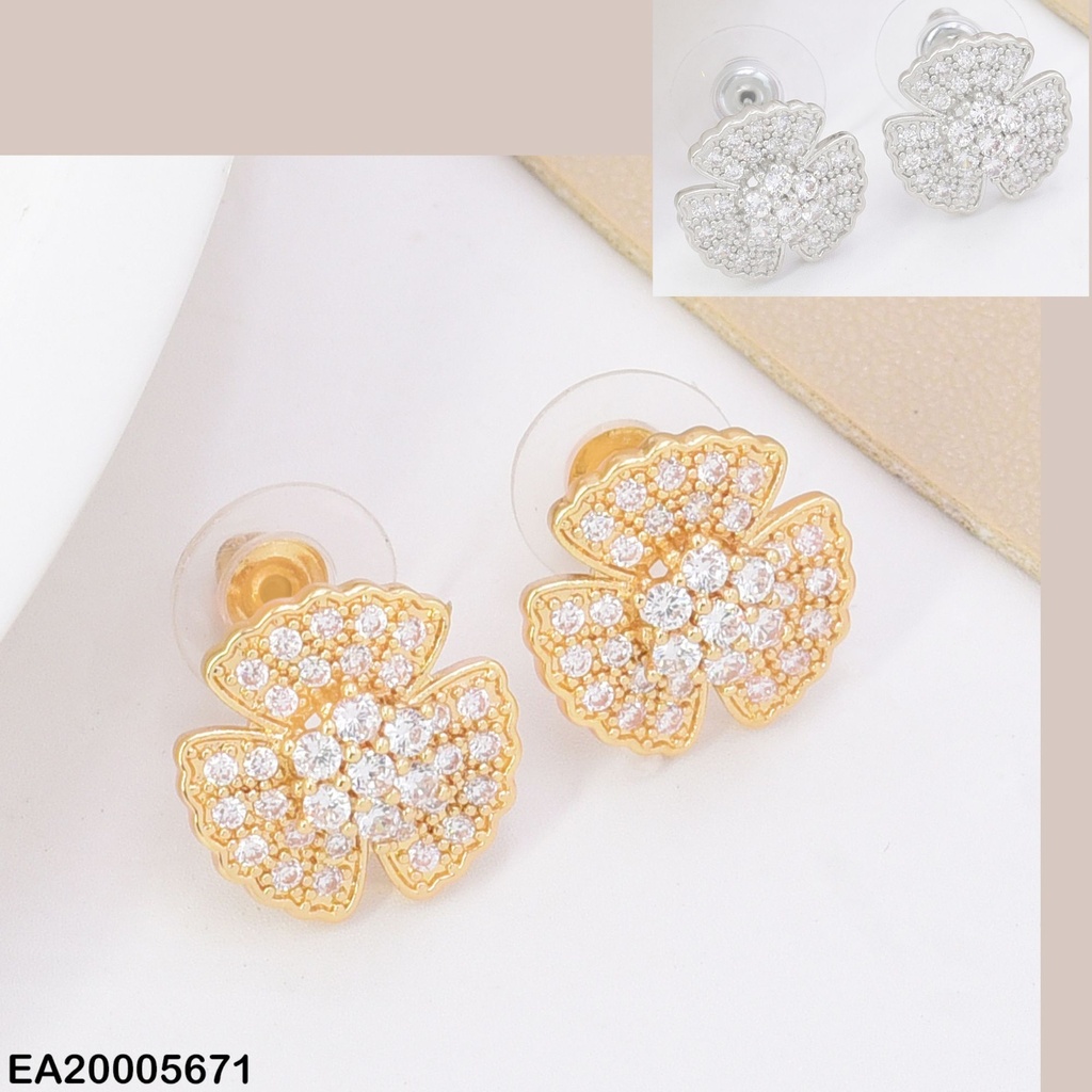 ARETES DOR/PLAT FLOR 3 PET. ZIRC. EE4868-6 012026