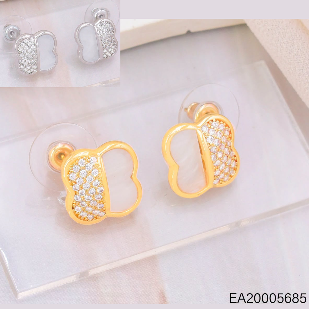 ARETES TREBOL NACAR/ZIRC. DOR/PLAT EE4882-6 012026