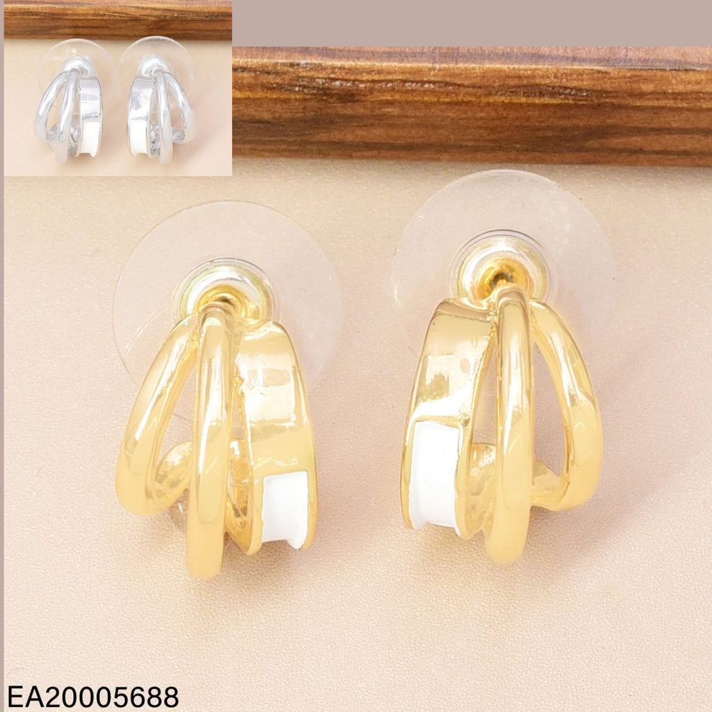 ARETES DOR/PLAT "C" 3 LINEA BLANCO EE4886-6 012026
