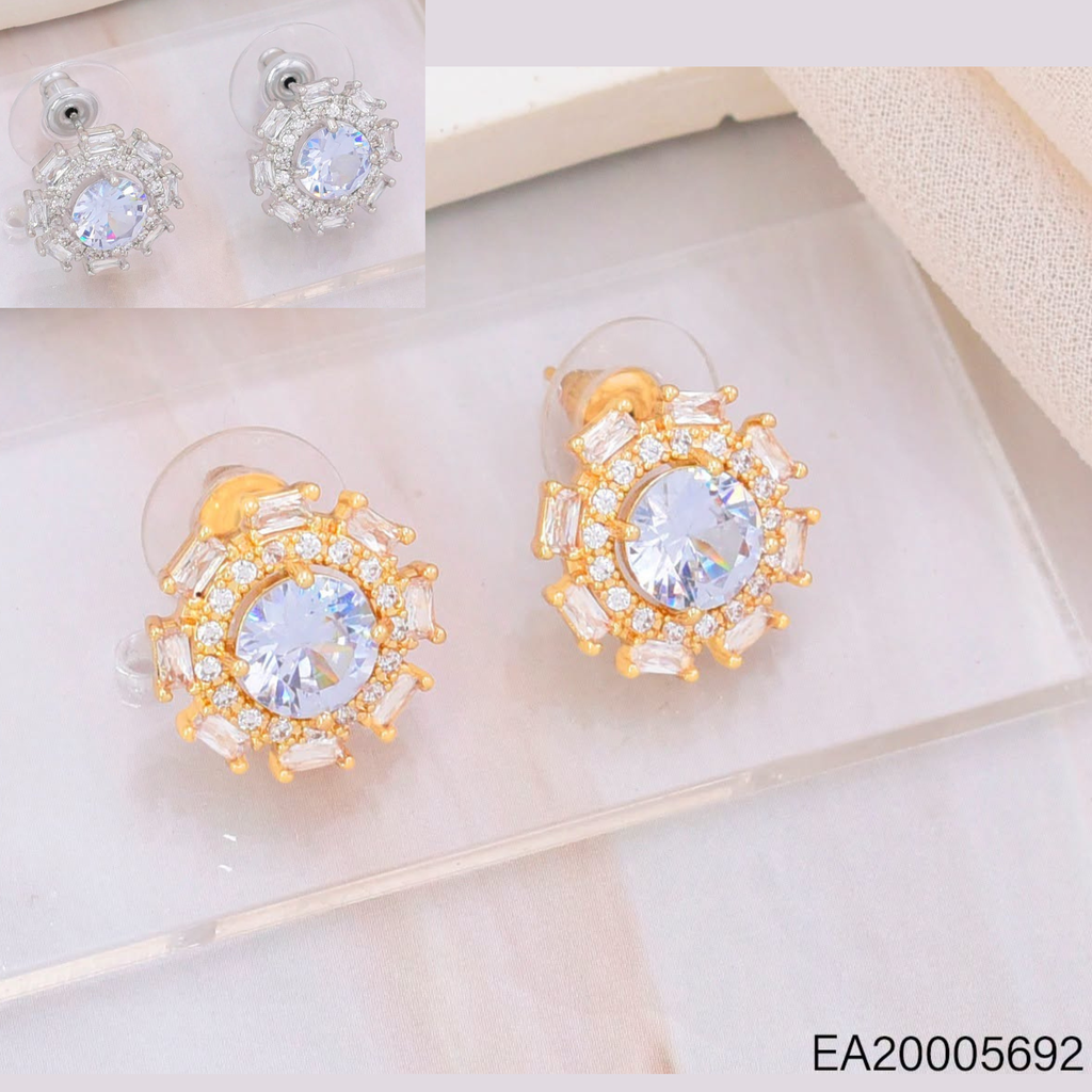 ARETES FLOR ZIRC. DOR/PLAT  EE4890-6 012026