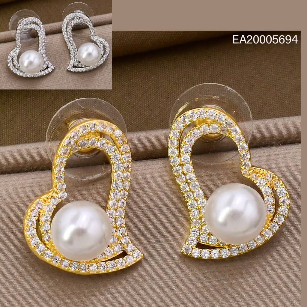 ARETES DOR/PLAT CORAZON ZIRC. PERLA EE4892-6 012026
