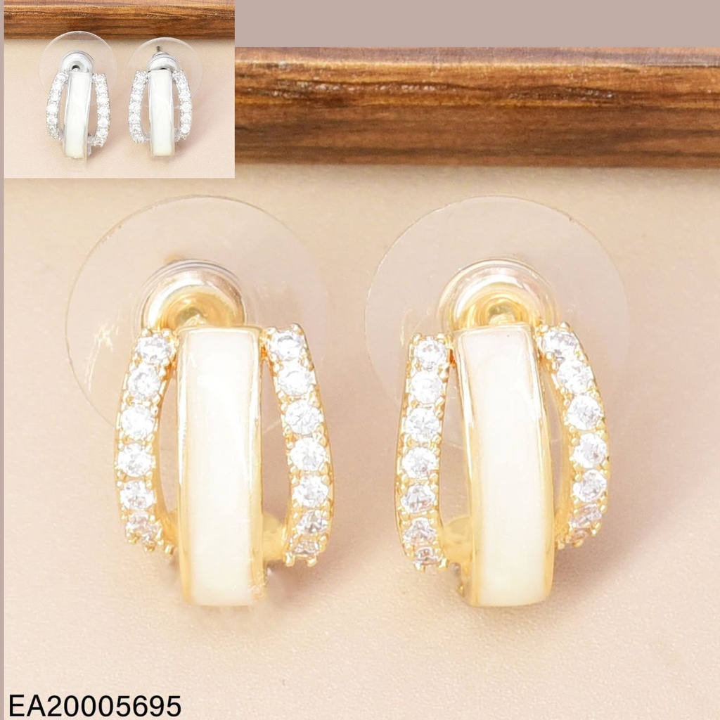 ARETES DOR/PLAT  "C" BLANCA ZIRC. EE4893-6 012026