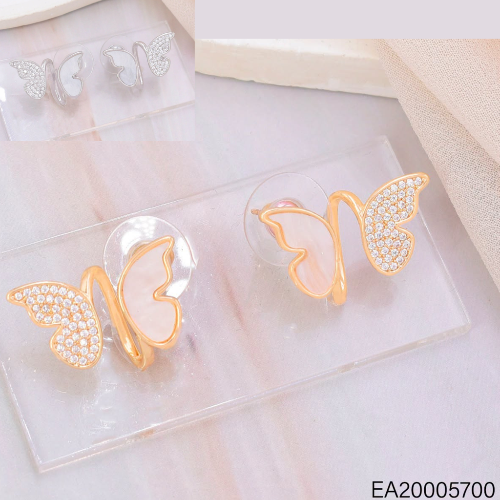 ARETES MARIPOSA ZIRC./NACAR "S" DOR/PLAT. EE4898-6 012026