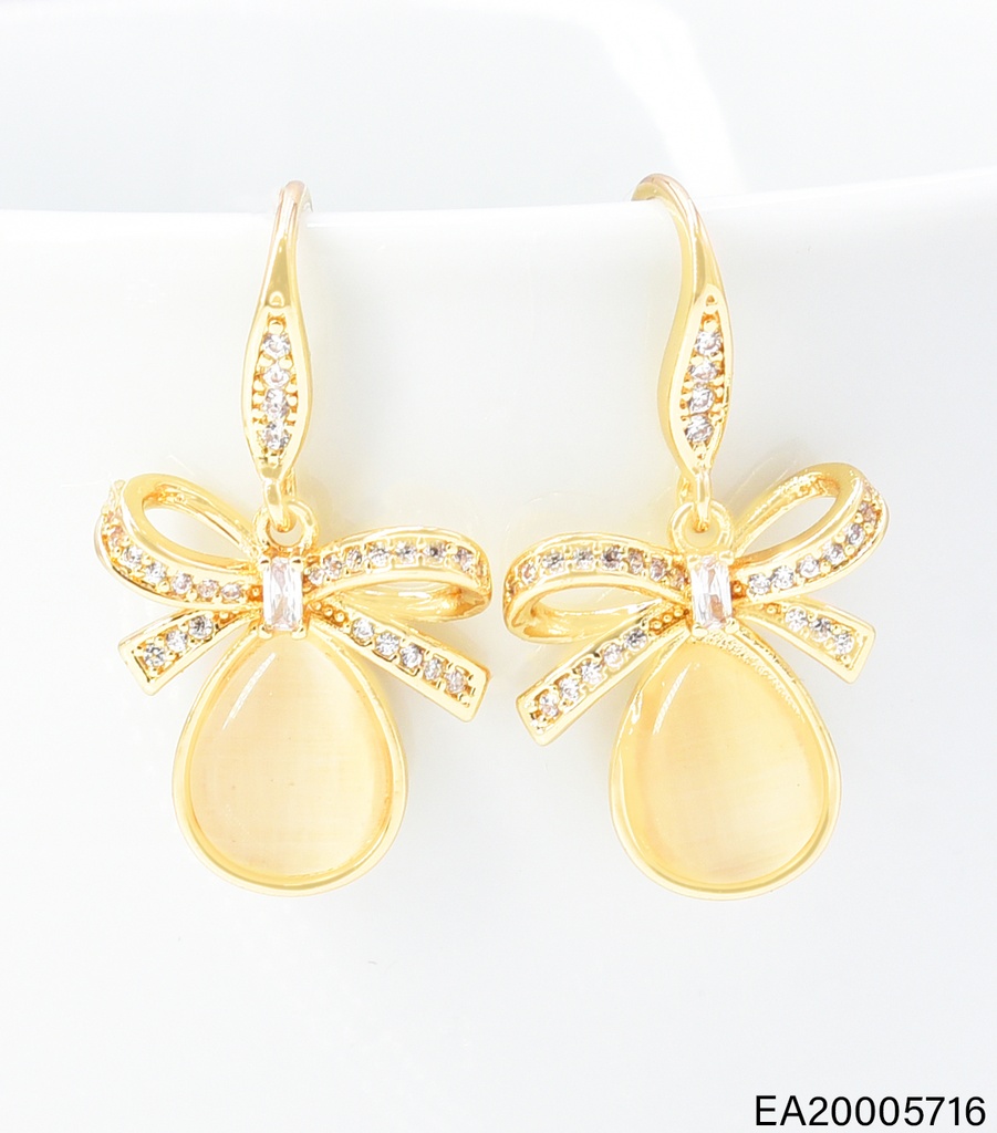 ARETES DOR LAZO ZIRC. /GOTA CREMA EE4917-6 012026