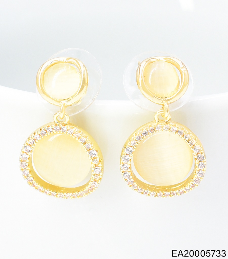 ARETES DOR DOBLE CIRCULO CREMA/BORDE ZIRC. EE4934-6 012026