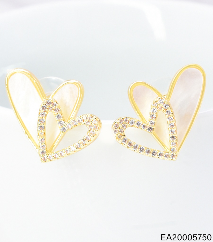 ARETES DOR DOBLE CORAZON NACAR/ZIRC. EE4952-6 012026