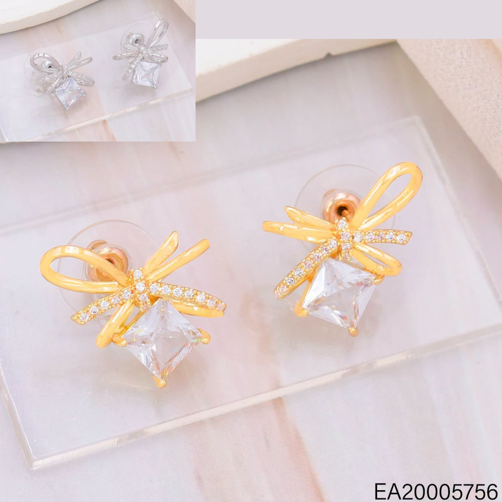 ARETES LAZO ZIRC. CD. DOR/PLAT EE4958-6 012026