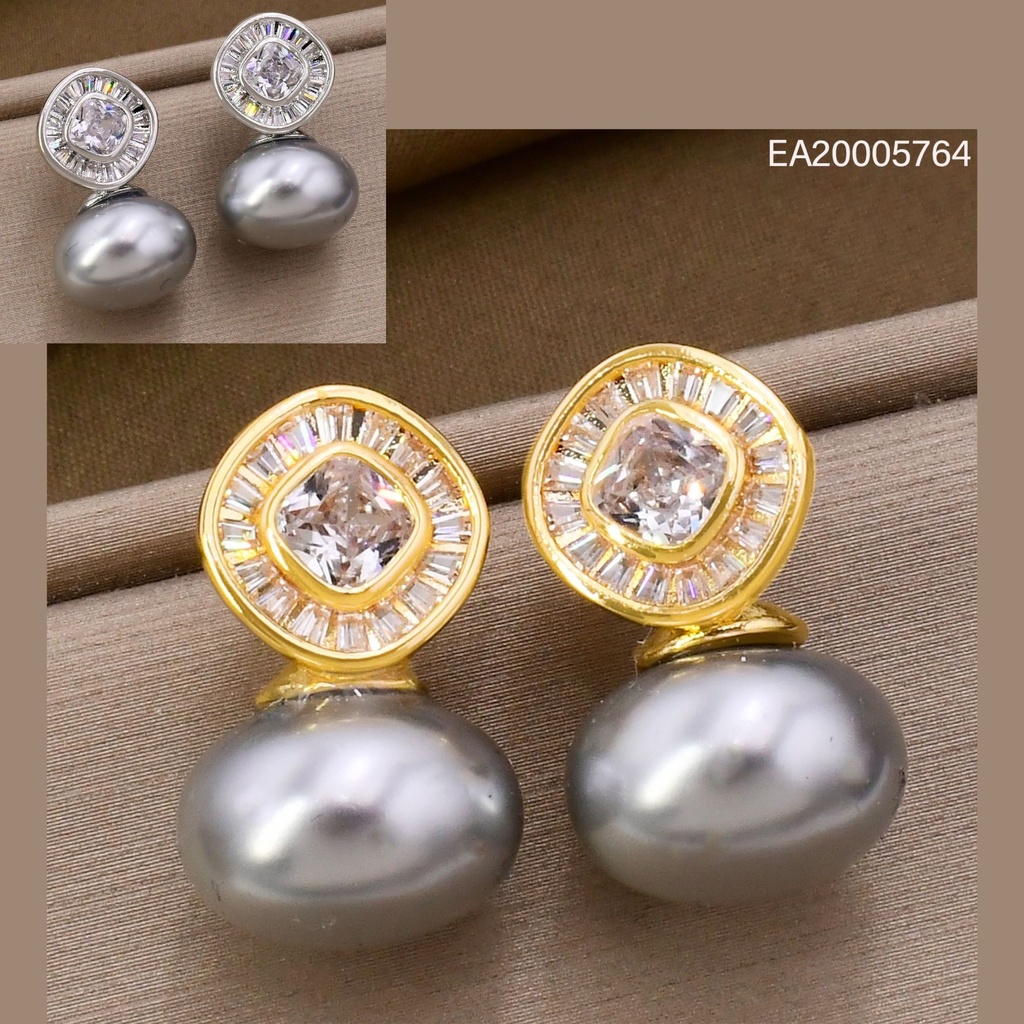 ARETES DOR/PLAT ROMBO ZIRC. PERLA GRIS EE4966-6 012026