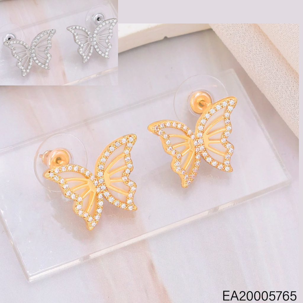 ARETES MARIPOSA ZIRC. DOR/PLAT EE4967-6 012026
