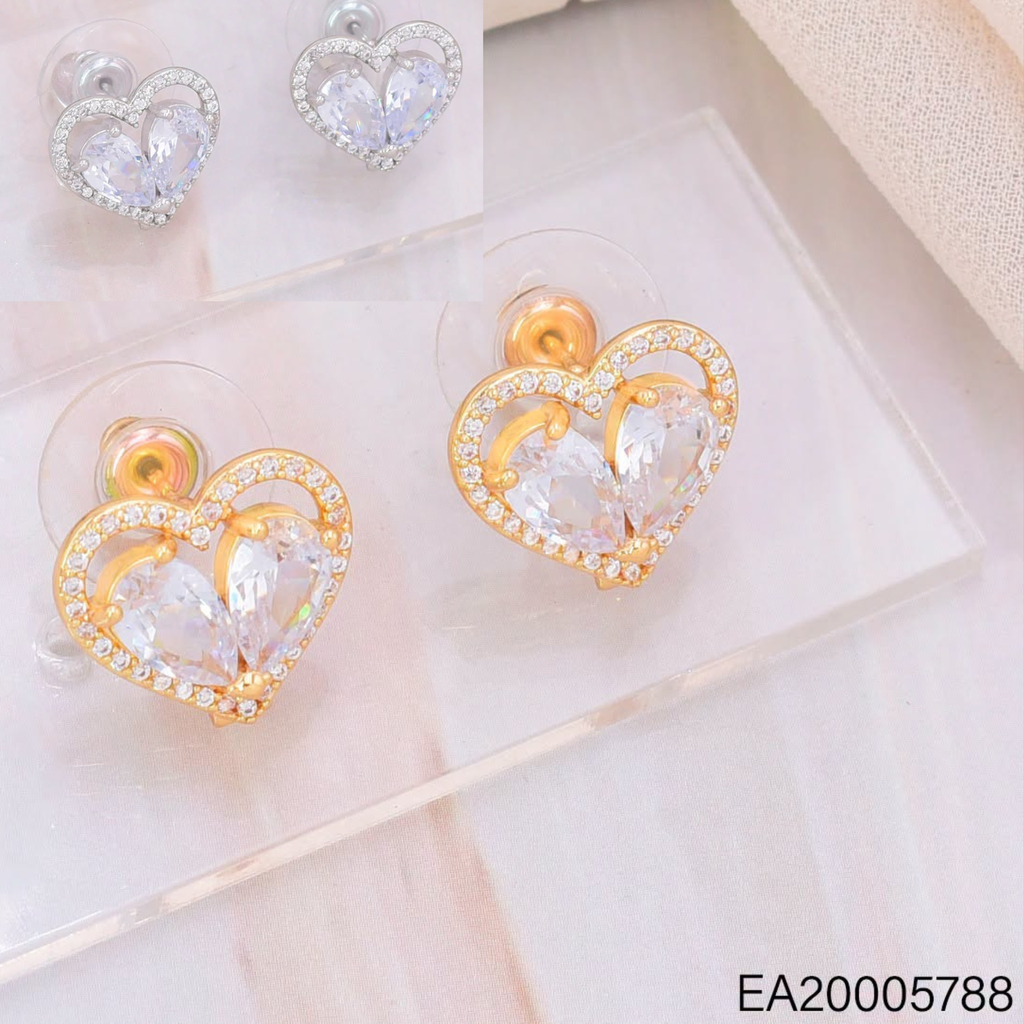ARETES CORAZON ZIRC. GOTA DOR/PLAT EE4990-6 012026