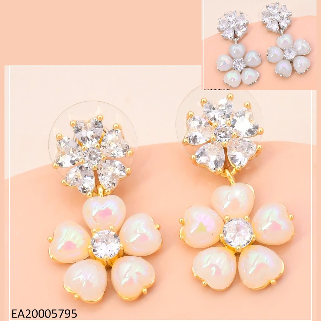 ARETES DOR/PLA FLOR ZIRC. CREMA EE4997-6 012026