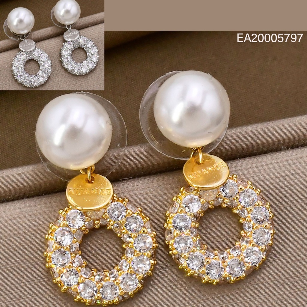 ARETES DOR/PLAT PERLA CIRCULO ZIRC. EE4999-6 012026
