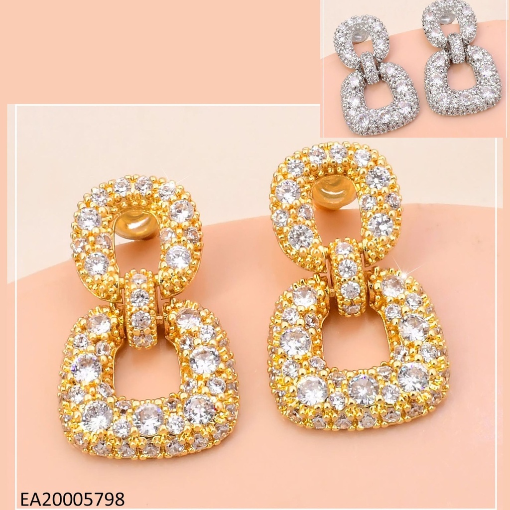 ARETES DOR/PLA "8" OV./CUADRO ZIRC. EE5000-6 012026