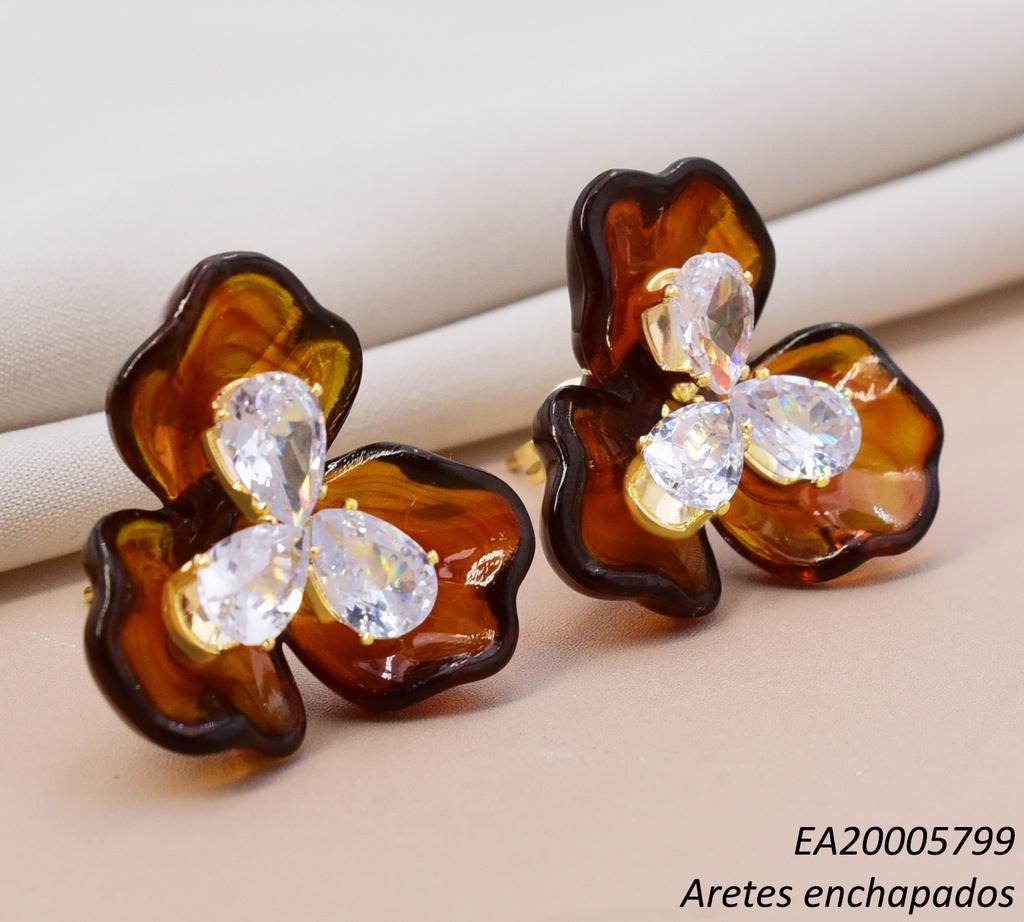 ARETES DOR FLOR AMBAR ZIRC. EE5121-355 012026