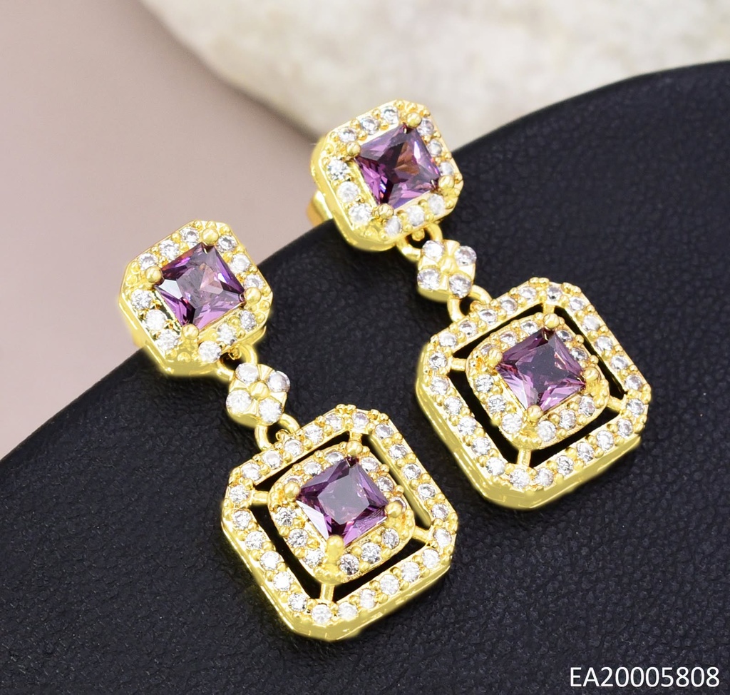 ARETES DOR. CUADRO ZIRC. LILA EE5237-422 012026