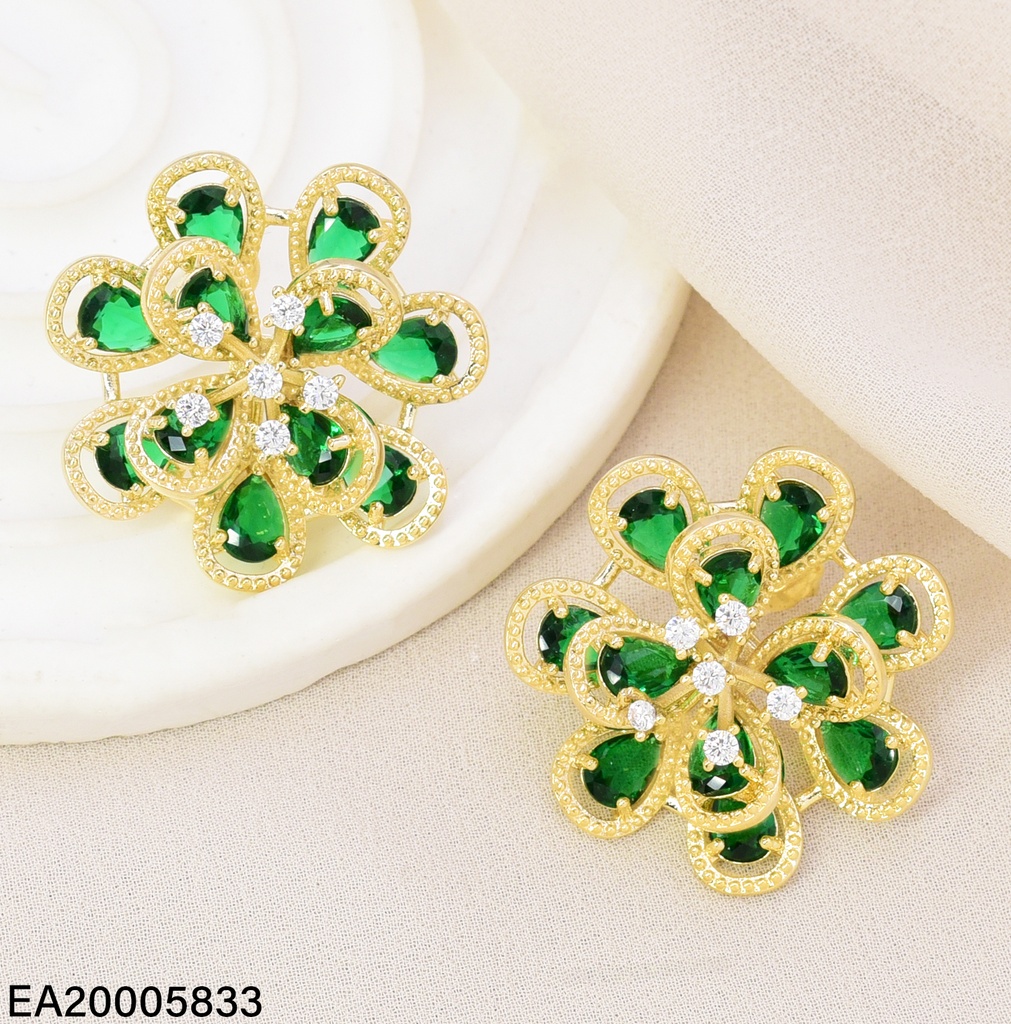 ARETES DOR. FLOR ZIRC. VERDE EE5535-441 012026