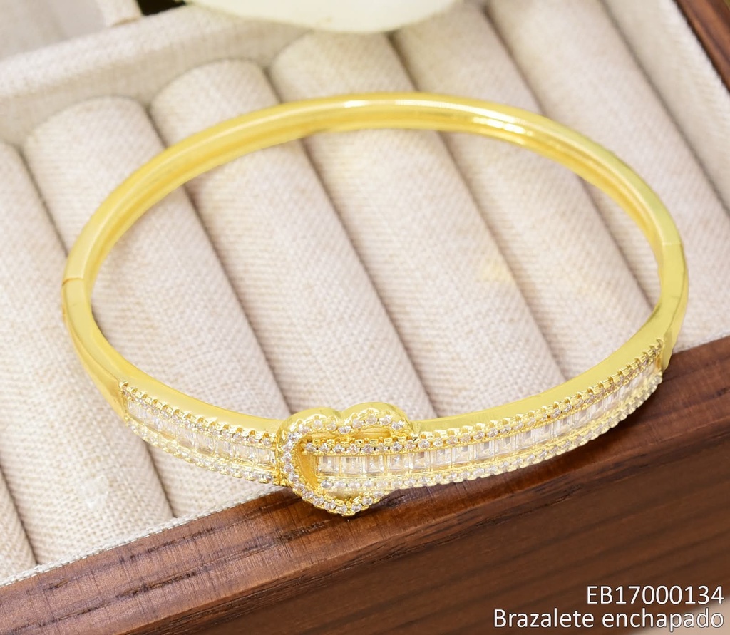 BRAZALETE DOR. CORAZON LINEAS ZIRC. BE919-423 012026