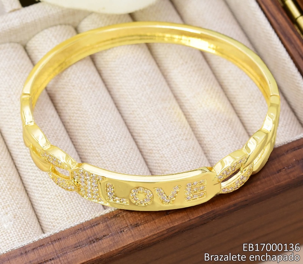BRAZALETE DOR. LOVE ZIRC. CAD. RIGIDA  BE921-423 012026