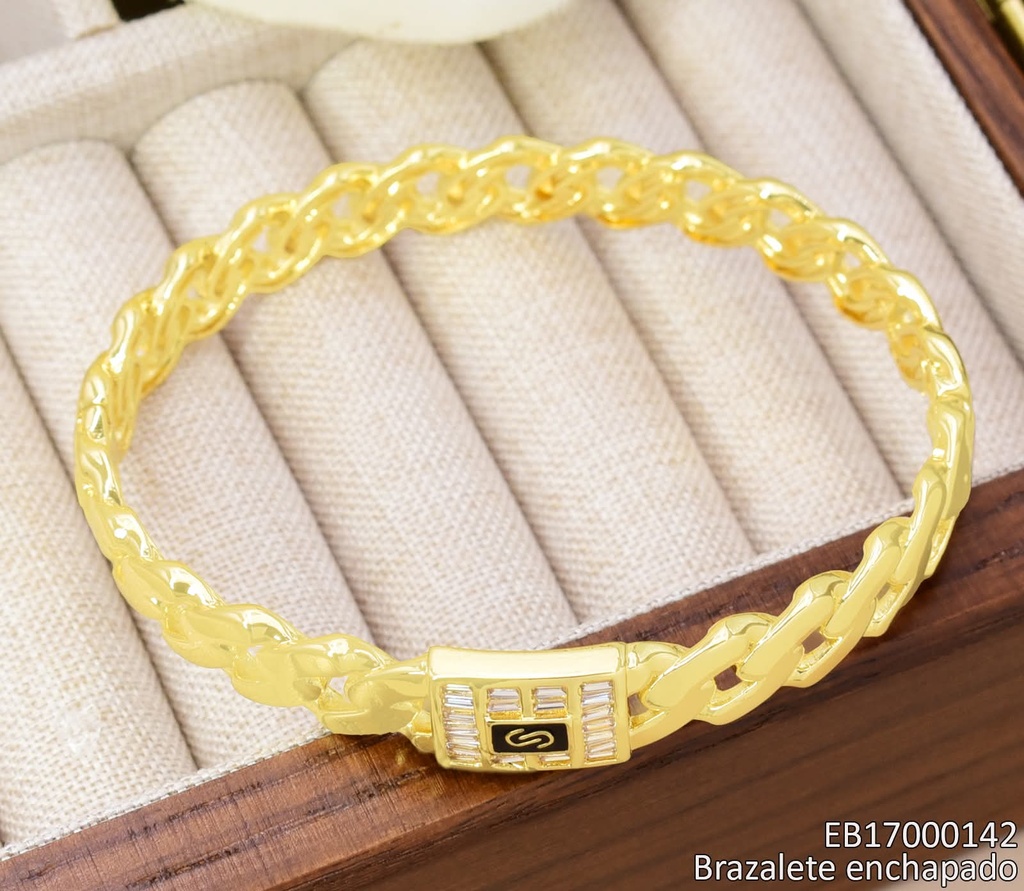 BRAZALETE DOR.CAD. RIGIDA PLACA ZIRC. "S" BE927-423 012026