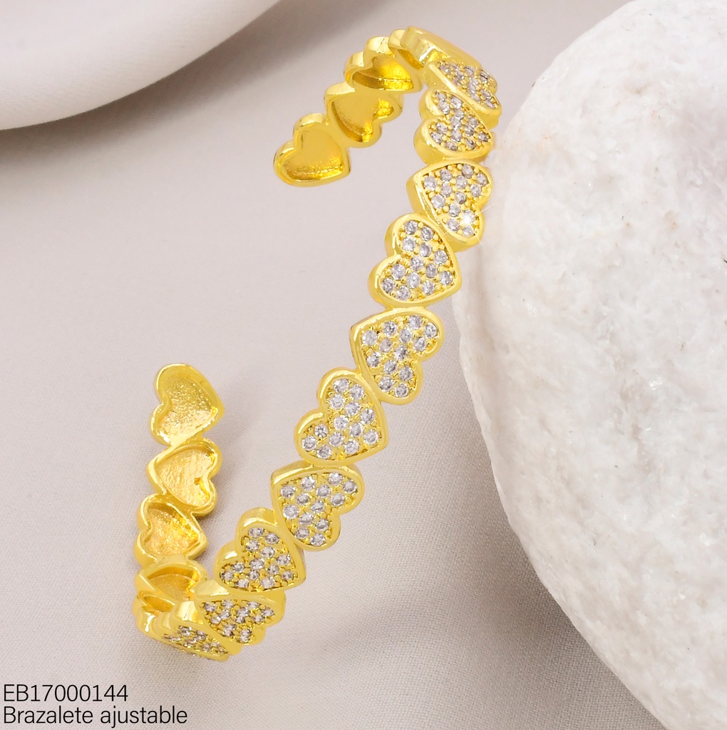 BRAZALETE CORAZONES LISOS/ ZIRC. BE1188-217 012026