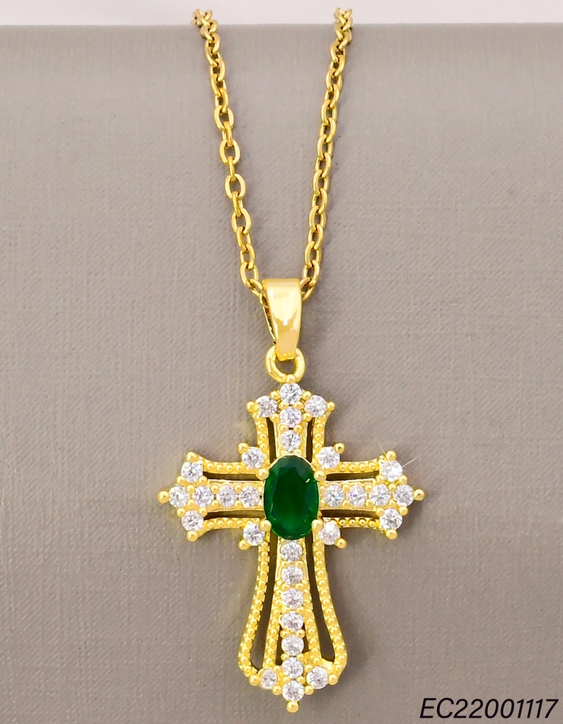 CADENA CRUZ ZIRC. OV. VERDE CE620-426 012026