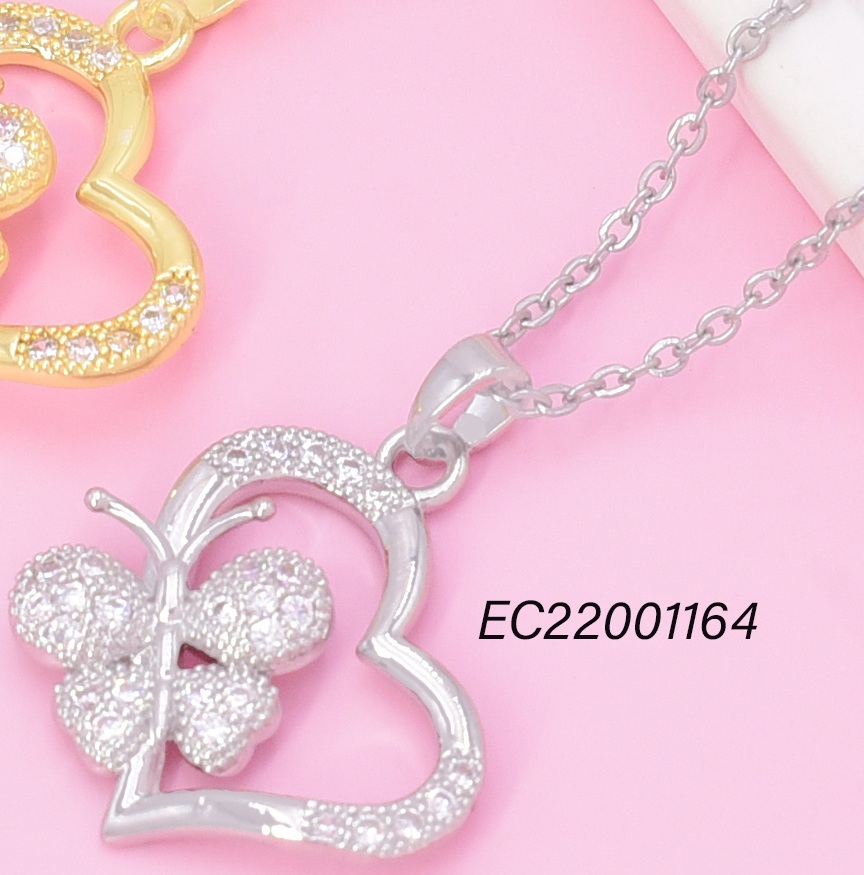 CADENA PLA. CORAZON/MARIPOSA ZIRC. CE669-444 012026
