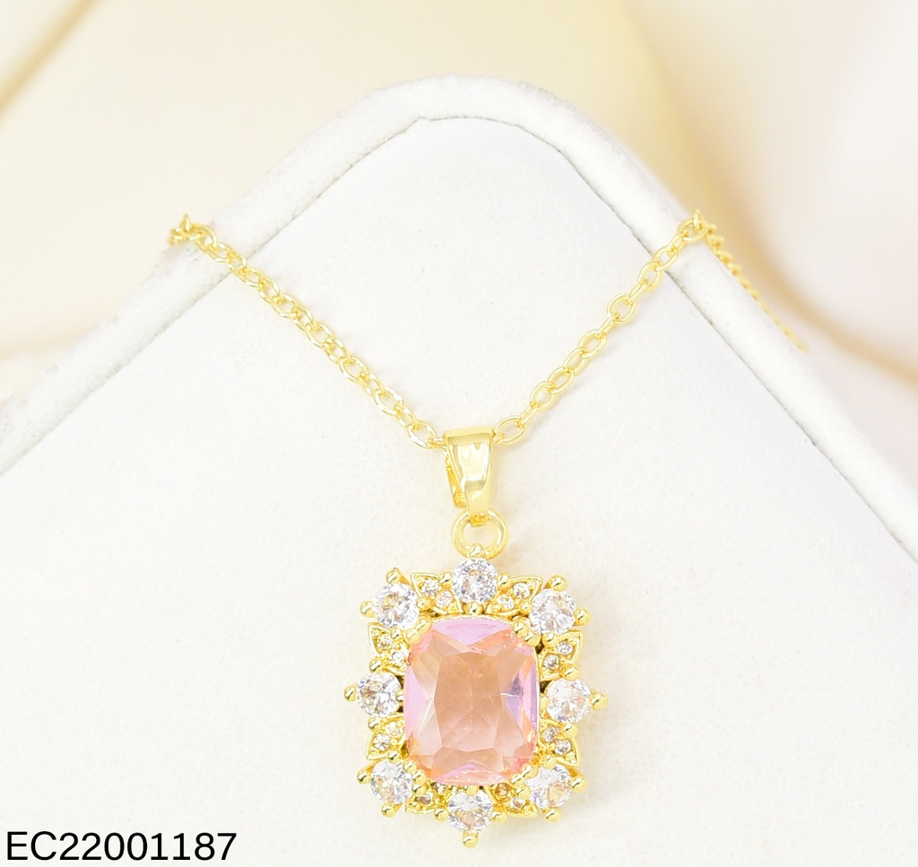 CADENA CUADRO ZIRC. ROSADA/CRISTAL CE793-445 012026
