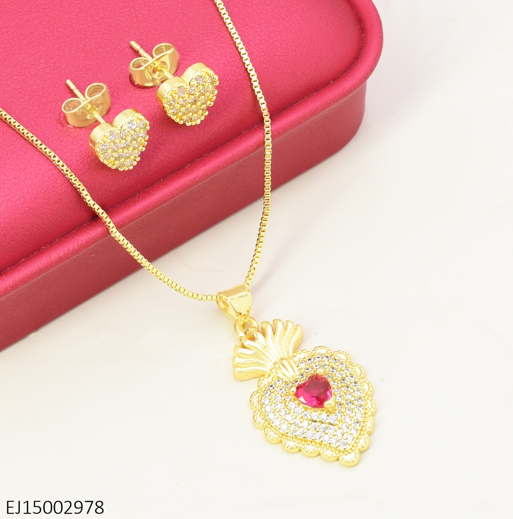 SET CORAZON/ZIRC. CENTRO FUCSIA SE1467-9 012026