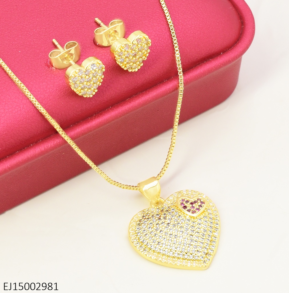 SET CORAZON/ZIRC. CRISTAL & FUCSIA SE1470-9 012026