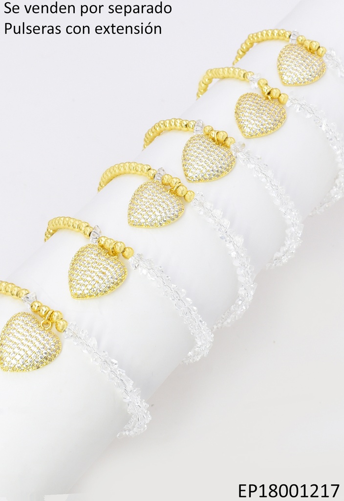 PULSERA ESFE/CRIST TRANS ZIRC. CORAZON BE915-9 012026