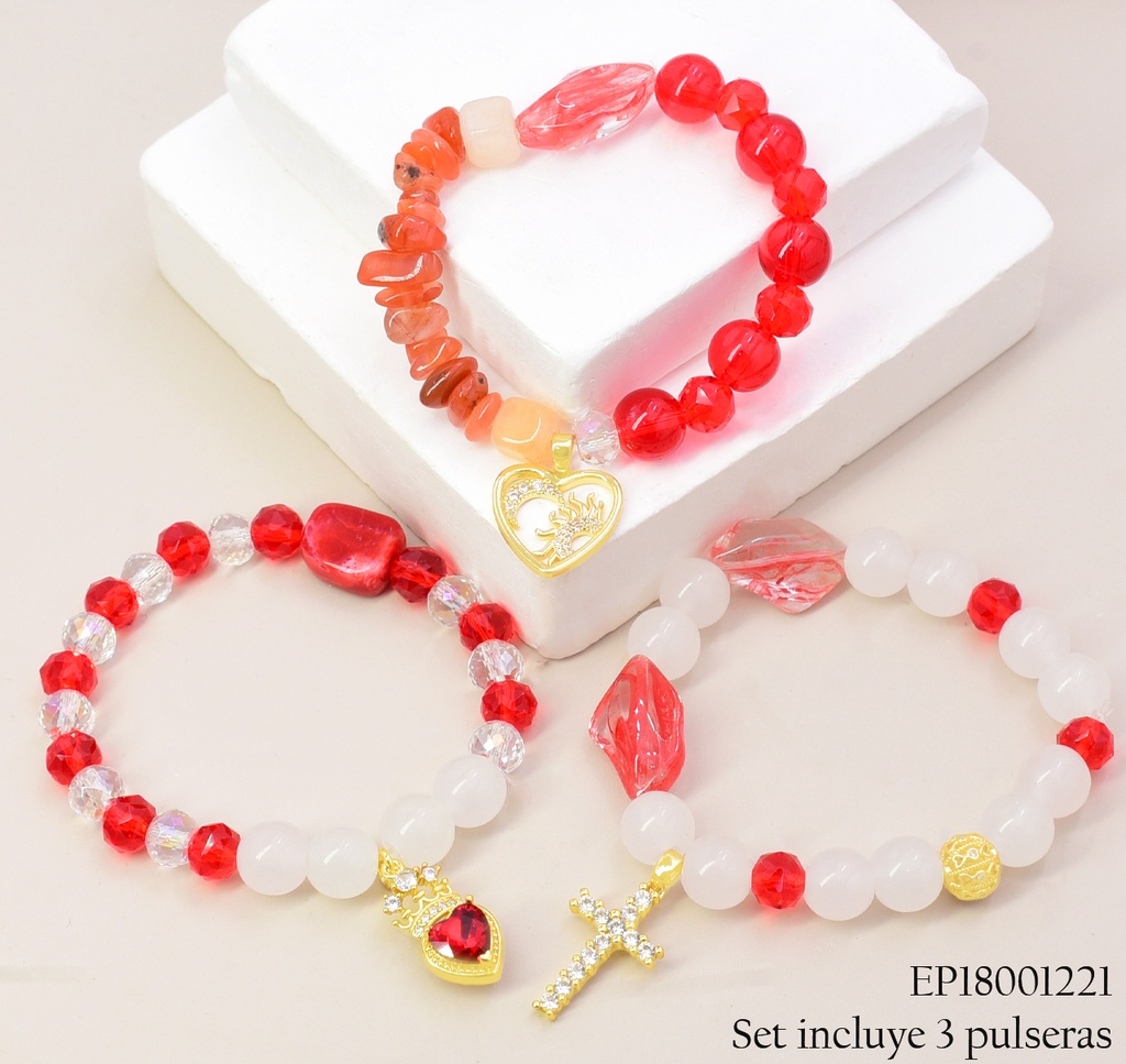 SET 3 PULSERAS PELOTA BC/ROJA CORZ/CRUZ BE1100-5 012026