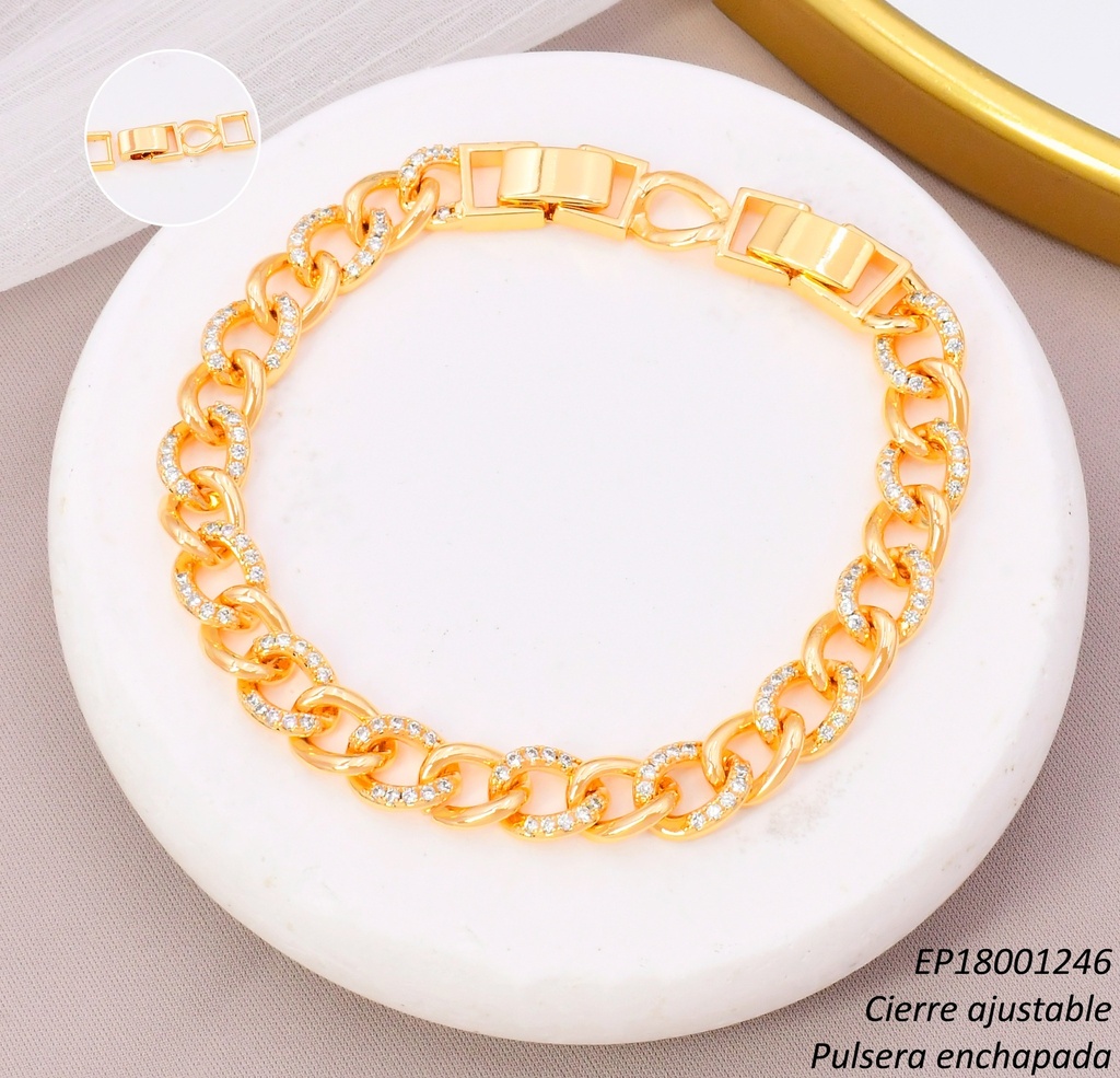 PULSERA CADENA MARTILLADA ZIRC. BE1204-291 012026 (CM)