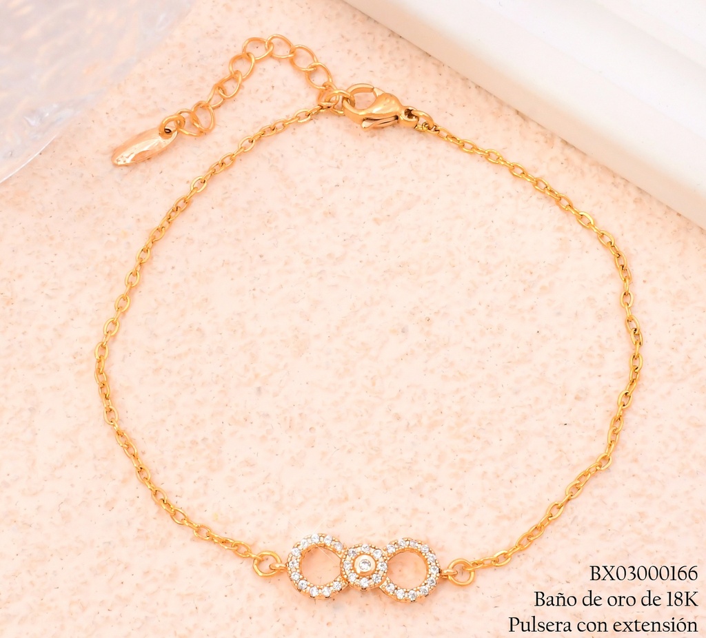 PULSERA BAÑO DE ORO LAZO ZIRC. (XM) XUPING