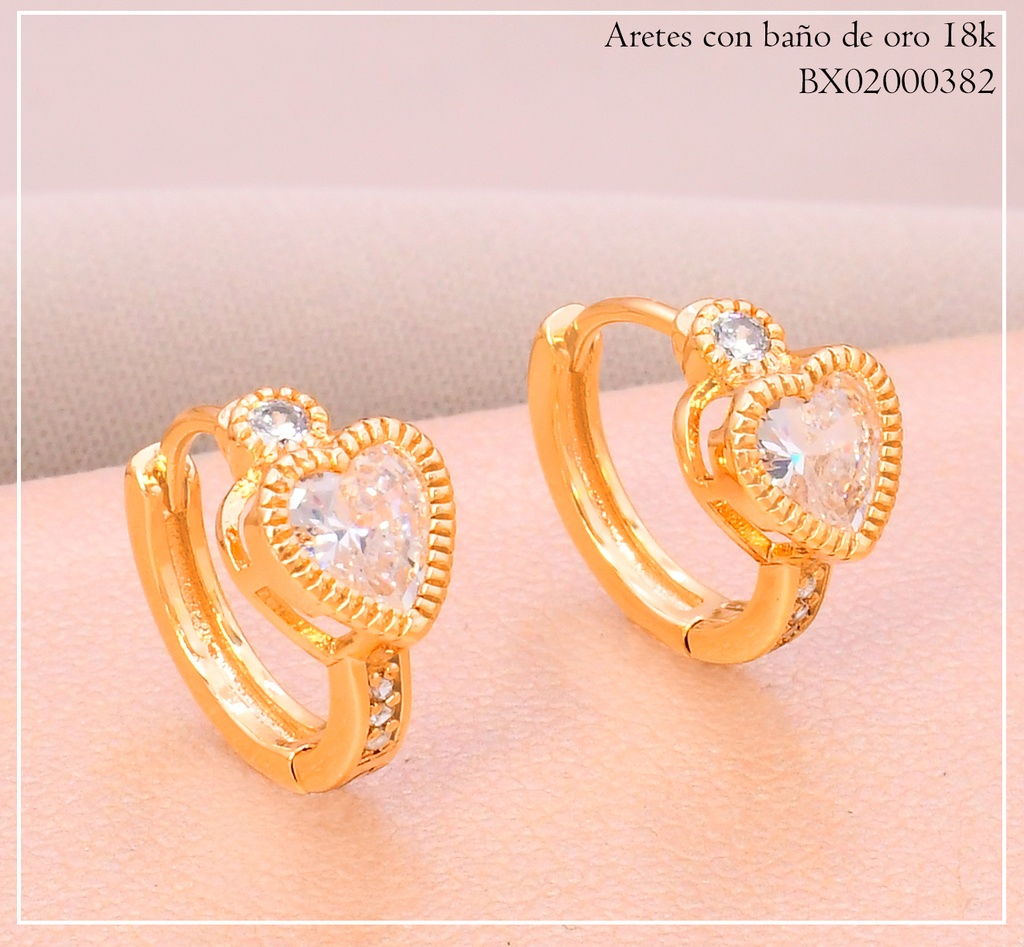 ARETES HUGGIES BAÑO DE ORO 18K. XUPING E2026013101-4