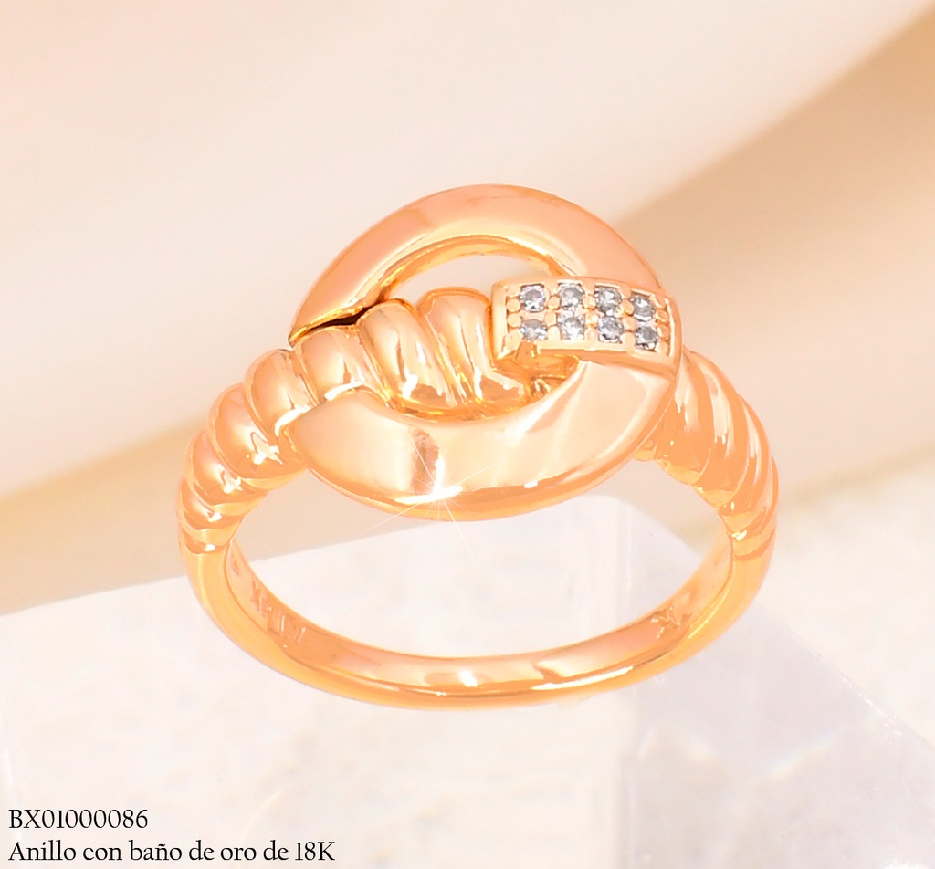 ANILLO BAÑO DE ORO 18K XUPING CIRC. /ZIRC./ LINEAS VERT. #119
