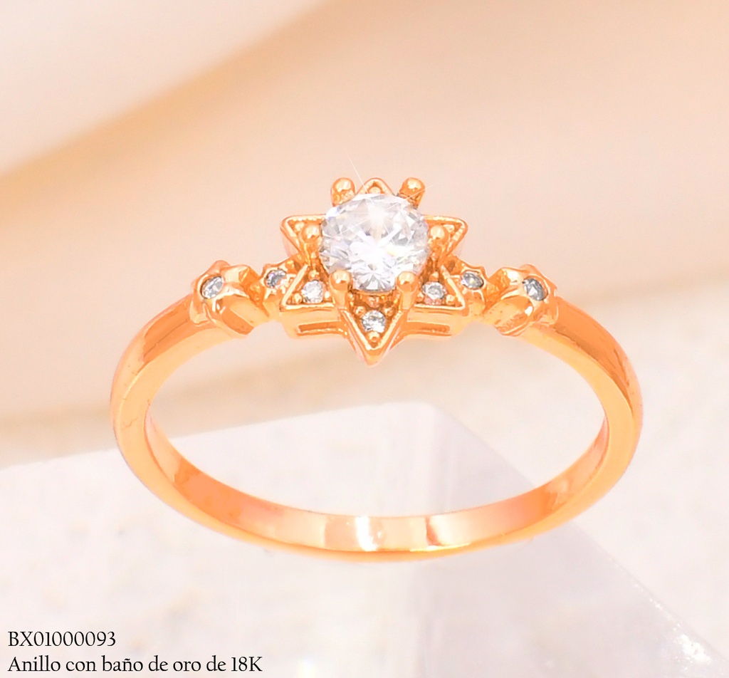ANILLO BAÑO DE ORO 18K XUPING ESTRELLA/ ZIRC. RD CENTRO #121