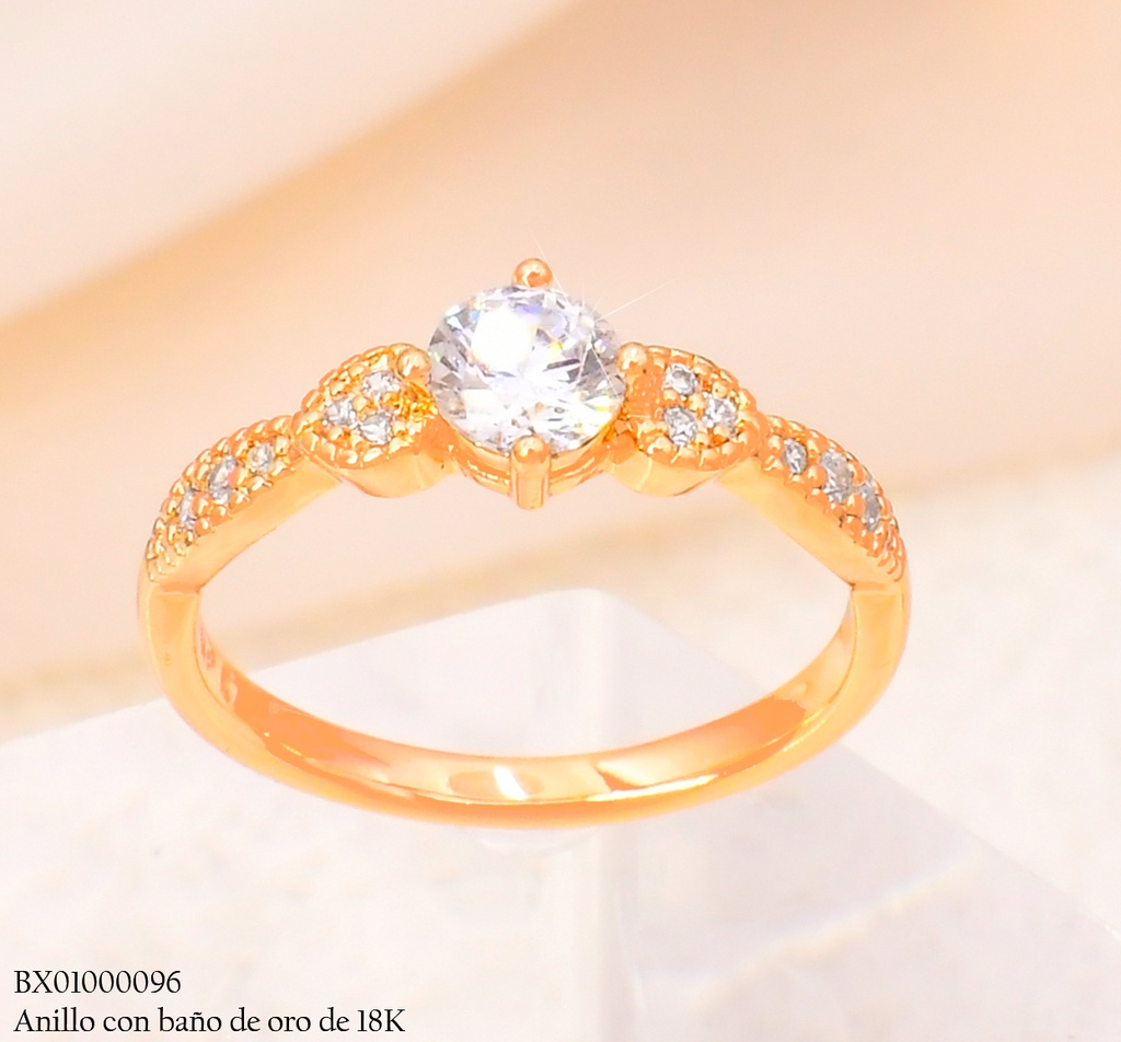 ANILLO BAÑO DE ORO 18K XUPING ZIRC. RD #128
