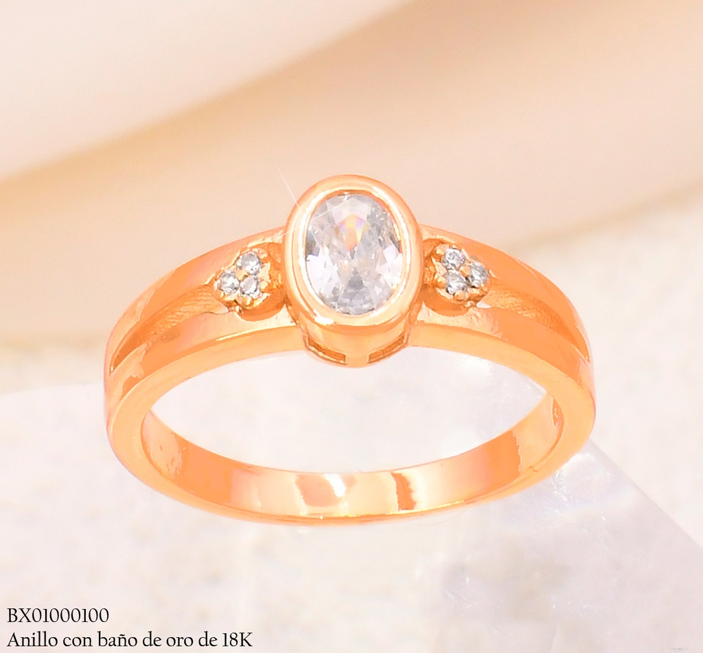 ANILLO BAÑO DE ORO 18K XUPING ZIRC. OVALADA/ ZIRC. RD #120