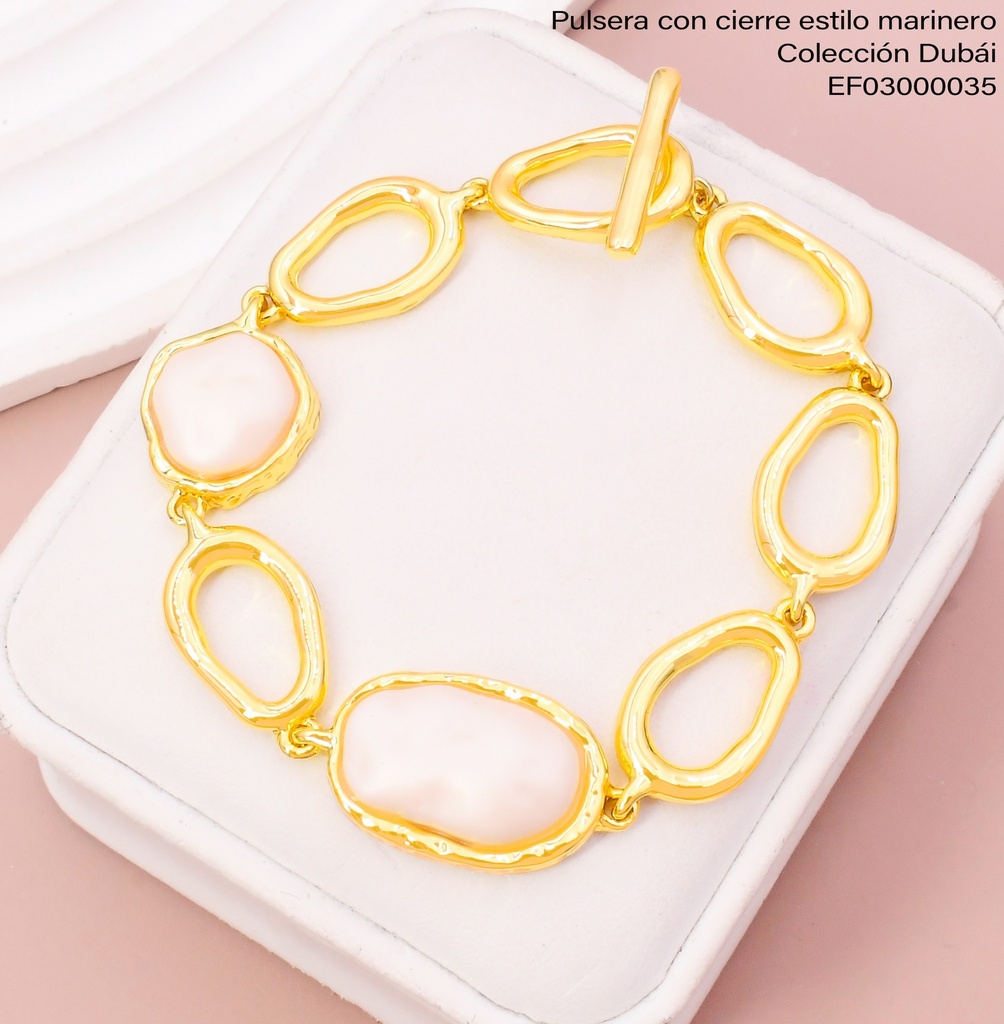 PULSERA DOR CROQUI OVALOS/ PIEDRA MATTE FD25881