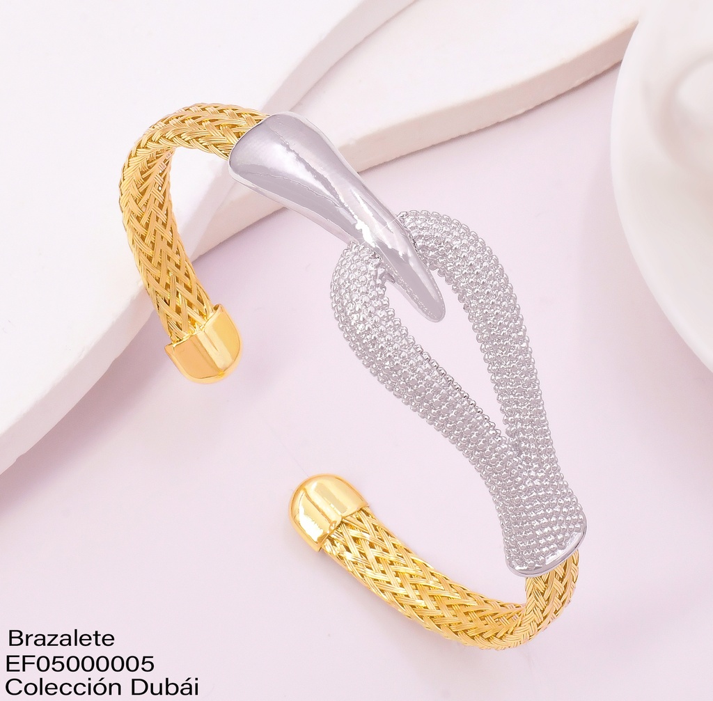 BRAZALETE TRENSADO DOR.CENTRO OV/PUNTA PLAT.FD25866