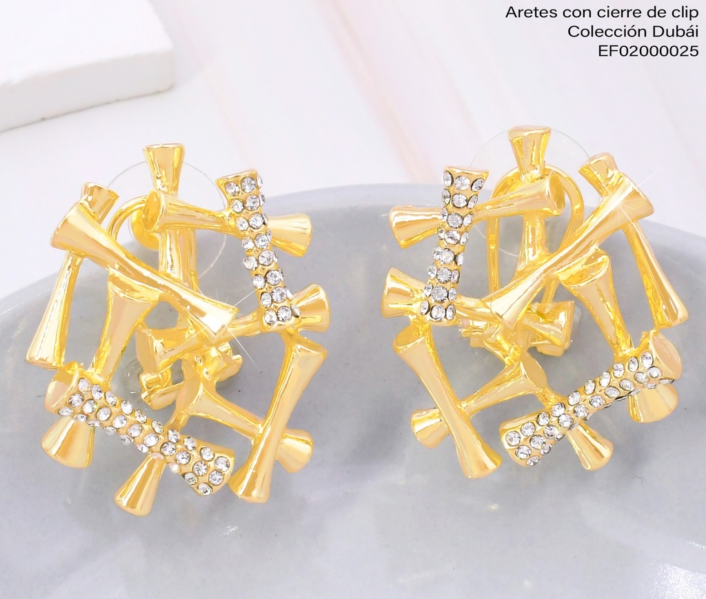 ARETES DOR X LINEAS LISAS & ZIRC. FD25739