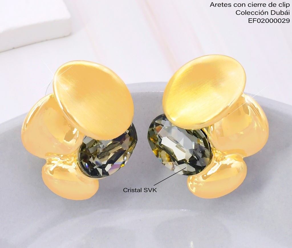 ARETES DOR OVALOS/ZIRC. GRIS FD25922