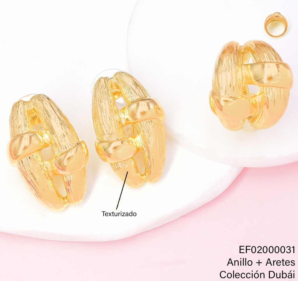 ARETES DOR LINEAS ENTRELAZADAS C/ANILLOS FD-25702