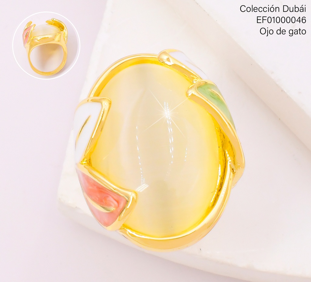 ANILLO OV BLANCO C/HOJAS ESMALTADAS FD25730