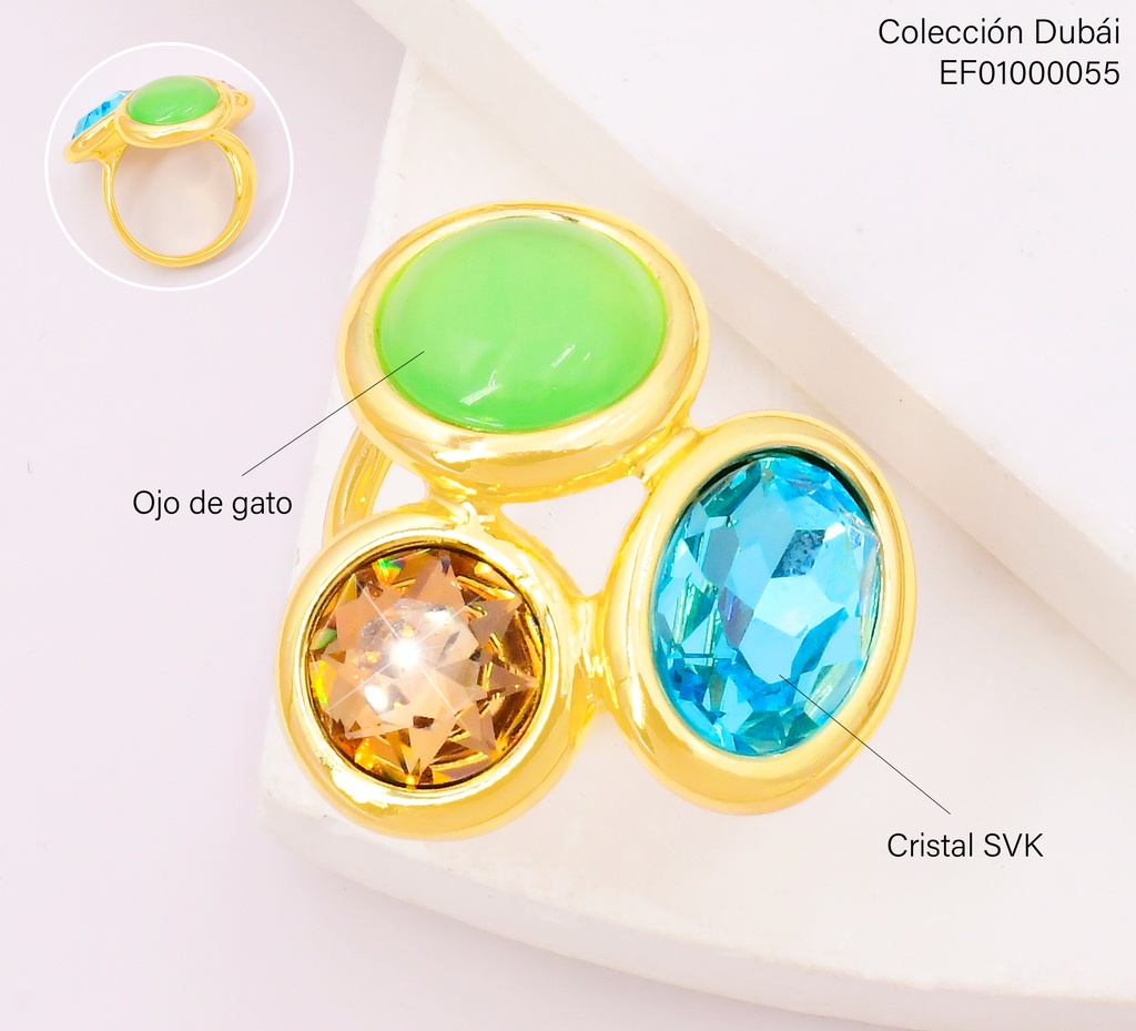 ANILLO OV ZIRC.CELESTE/RD ZIRC.ROSA/RD VERDE FD25719